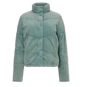 Splendid corduroy puffer jacket. Soft blue. Color in top pick is best depiction